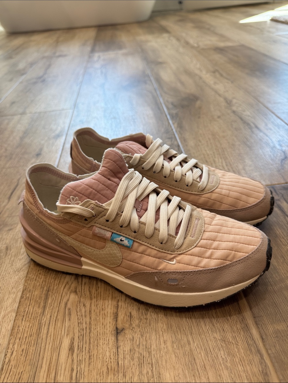 Nike Women’s Quilted Pink and Beige Casual Sneakers